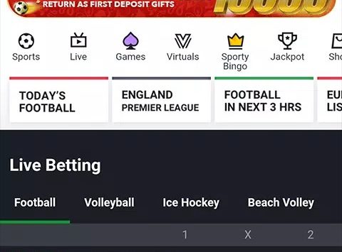 Screenshot Sportybet Mobile