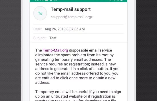 Screenshot Temp Mail latest version